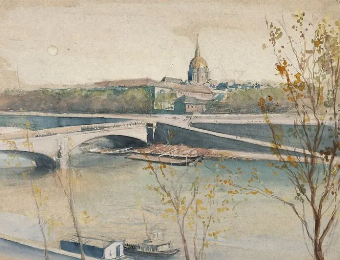 Boutiques de musées Album des vues de Paris, le pont de l'Alma et le dôme des Invalides (toiles encadrées) New