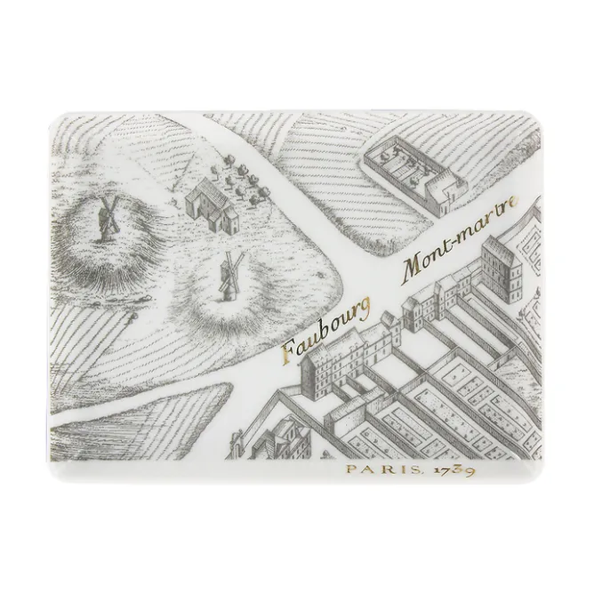 Art De La Table<Boutiques de musées Assiette rectangulaire "Plan de Turgot" - Or, Porcelaine