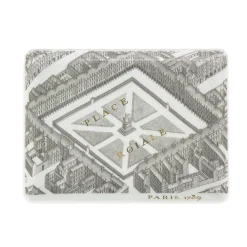 Art De La Table<Boutiques de musées Assiette rectangulaire "Plan de Turgot" - Or, Porcelaine