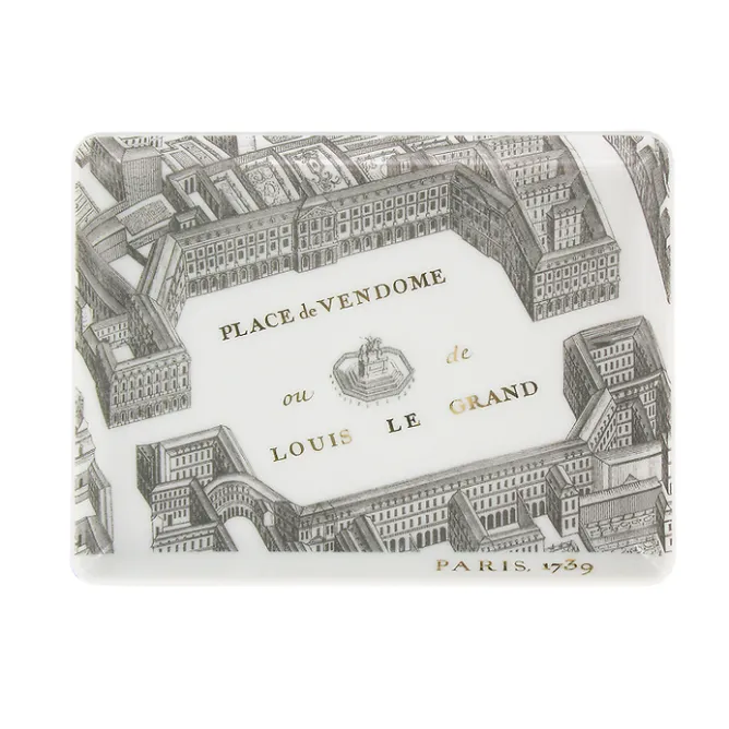 Art De La Table<Boutiques de musées Assiette rectangulaire "Plan de Turgot" - Or, Porcelaine