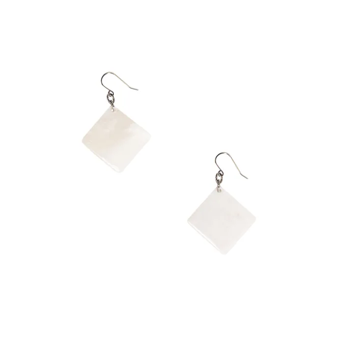 Boutiques de musées Boucles d'oreilles Carrés en nacre blanche - L'Indochineur