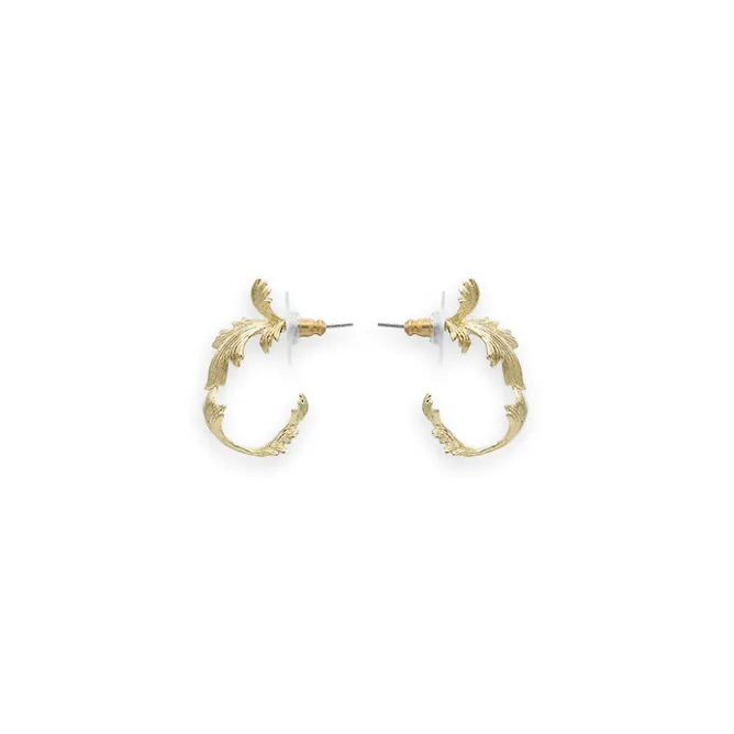 Boucles D'Oreilles<Boutiques de musées Boucles d'oreilles créoles dorées feuilles d'acanthe - Les Néréides