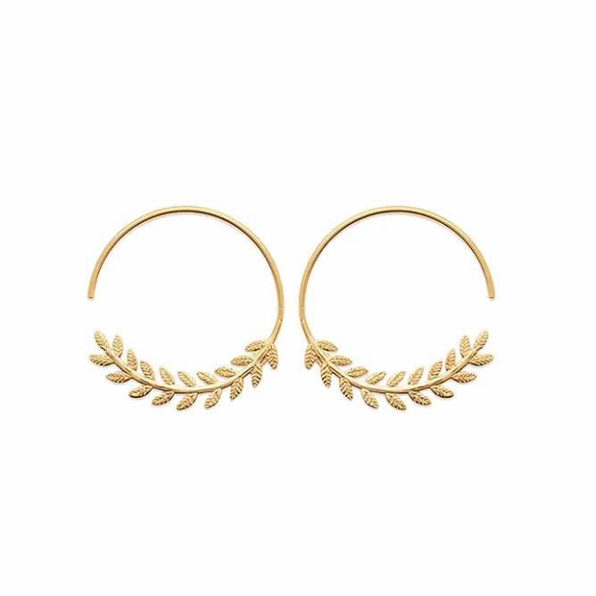 Boucles D'Oreilles<Boutiques de musées Boucles d'oreilles Créoles Feuilles de laurier Plaqué or