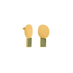 Boutiques de musées Boucles d'oreilles dorées Collage vert - Joidart New