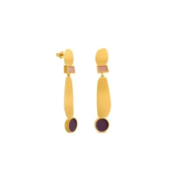 Boutiques de musées Boucles d'oreilles dorées collage lila - Joidart Online