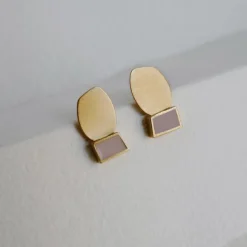 Boucles D'Oreilles<Boutiques de musées Boucles d'oreilles dorées Collage mauve - Joidart