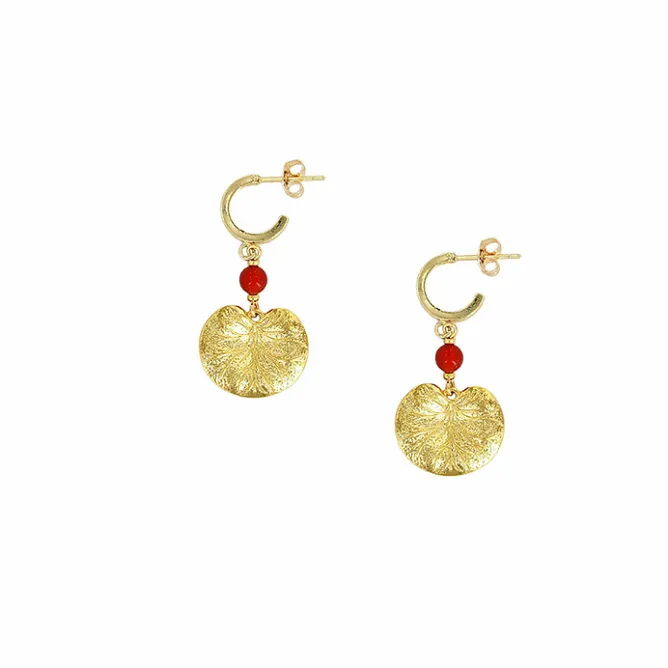 Boutiques de musées Boucles d'oreilles Nymphéa Perle de cornaline - Les Cleias Outlet