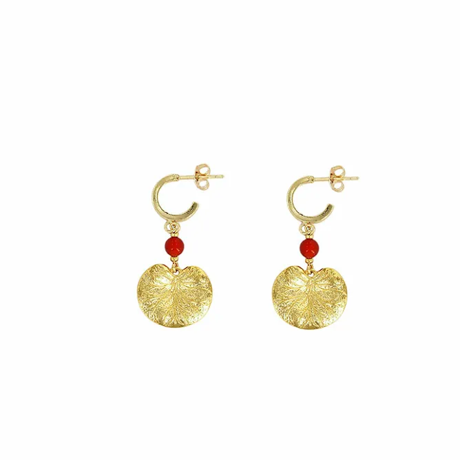 Boutiques de musées Boucles d'oreilles Nymphéa Perle de cornaline - Les Cleias Outlet