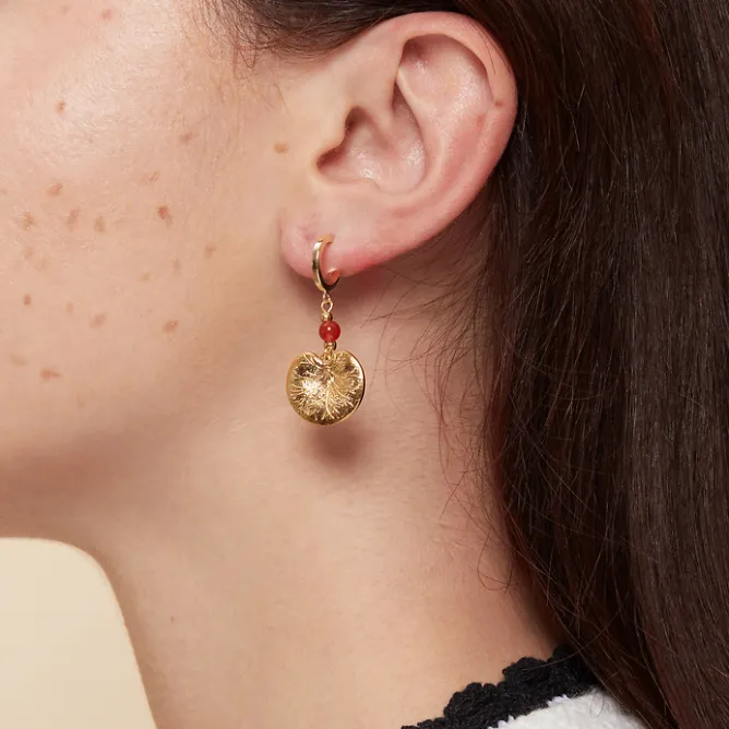 Boutiques de musées Boucles d'oreilles Nymphéa Perle de cornaline - Les Cleias Outlet
