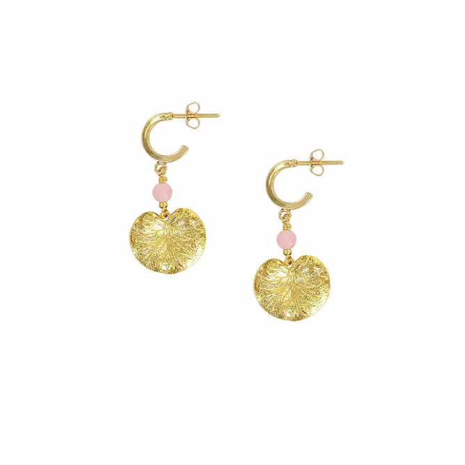 Boutiques de musées Boucles d'oreilles Nymphéa Perle de quartz rose - Les Cleias New