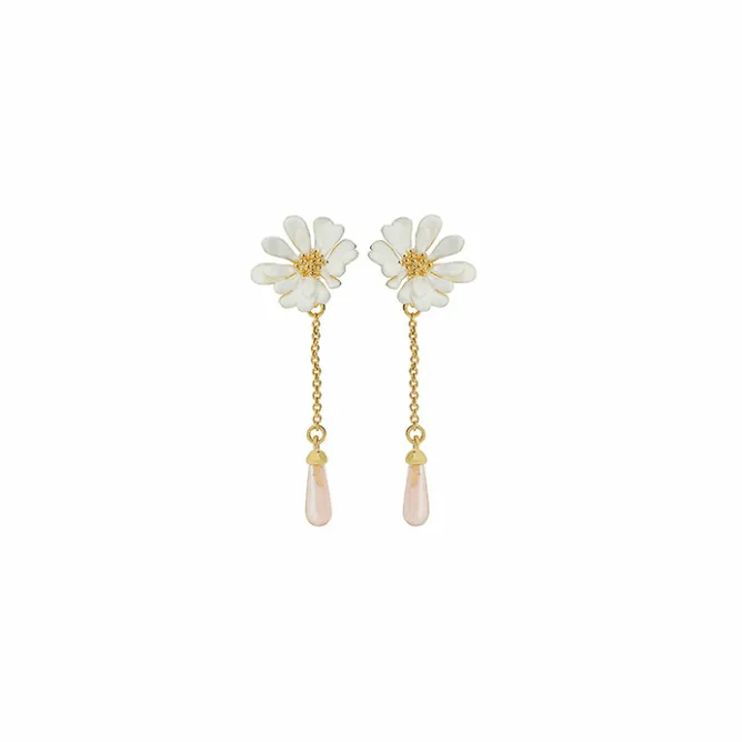 Boutiques de musées Boucles d'oreilles pendantes Clips Fleur Blanche Berthe Morisot - Les Néréides X musée d'Orsay Sale