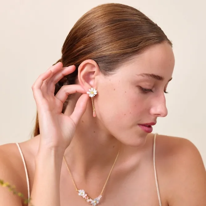 Boutiques de musées Boucles d'oreilles pendantes Clips Fleur Blanche Berthe Morisot - Les Néréides X musée d'Orsay Sale