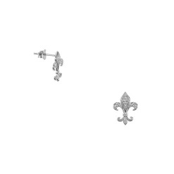 Boucles D'Oreilles<Boutiques de musées Boucles d'oreilles puces Fleur de Lys strass - Oreilles percées