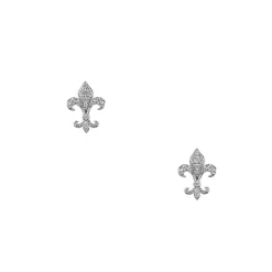Boucles D'Oreilles<Boutiques de musées Boucles d'oreilles puces Fleur de Lys strass - Oreilles percées