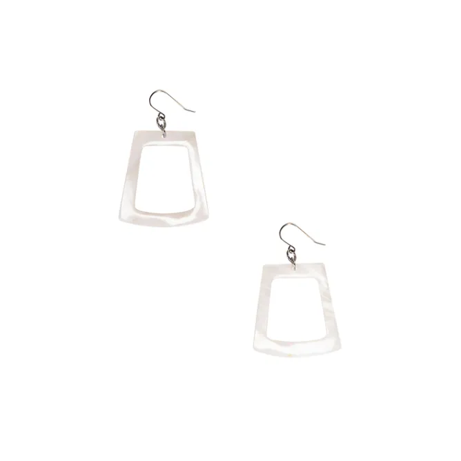 Boucles D'Oreilles<Boutiques de musées Boucles d'oreilles Trapèze en nacre blanche - L'Indochineur