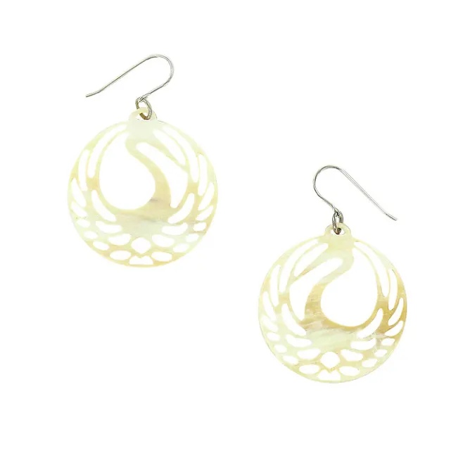 Boutiques de musées Boucles d'oreilles Tsuba héron Corne noire Best
