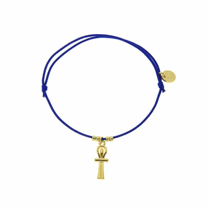 Bracelets<Boutiques de musées Bracelet élastique avec charm Égyptien - Croix de Vie - Bleu