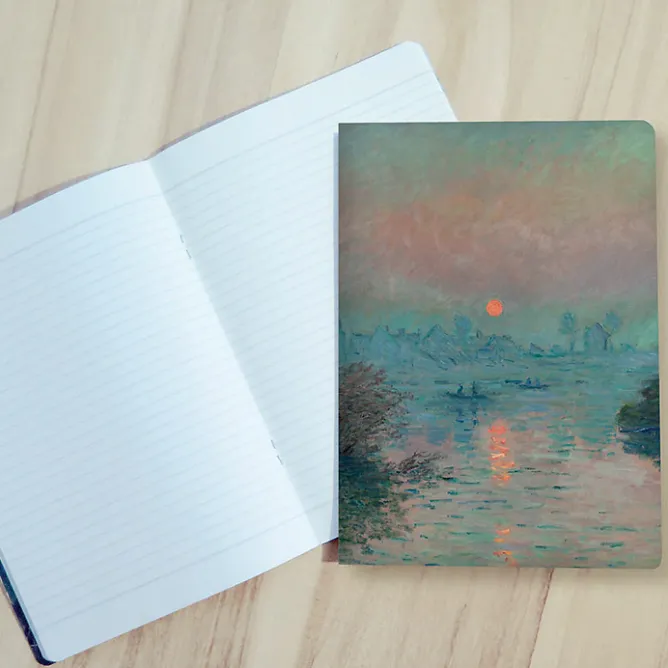 Boutiques de musées Cahier Claude Monet - Soleil couchant sur la Seine à Lavacourt, effet d'hiver, 1880 Outlet