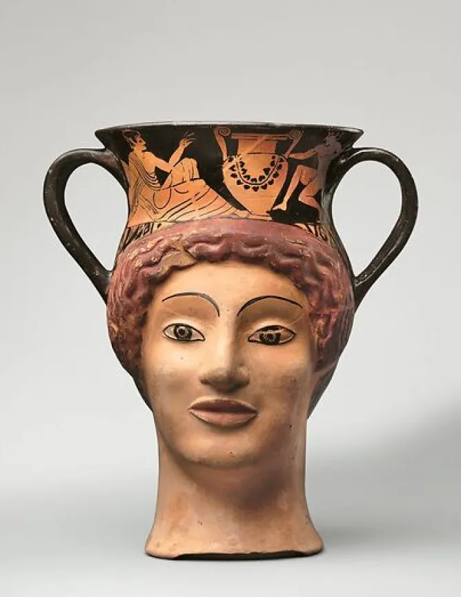 Panneaux Aluminium|Panneaux Acryliques<Boutiques de musées Canthare-vase plastique en forme de tête de femme à figures rouges (panneaux aluminium)
