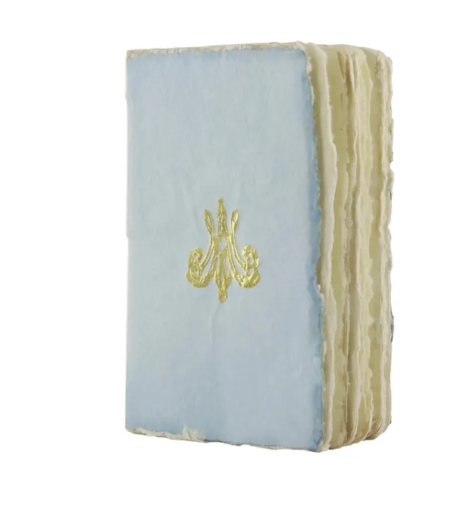 Boutiques de musées Carnet papier bouilli en cuve - Monogramme de Marie-Antoinette - Bleu New