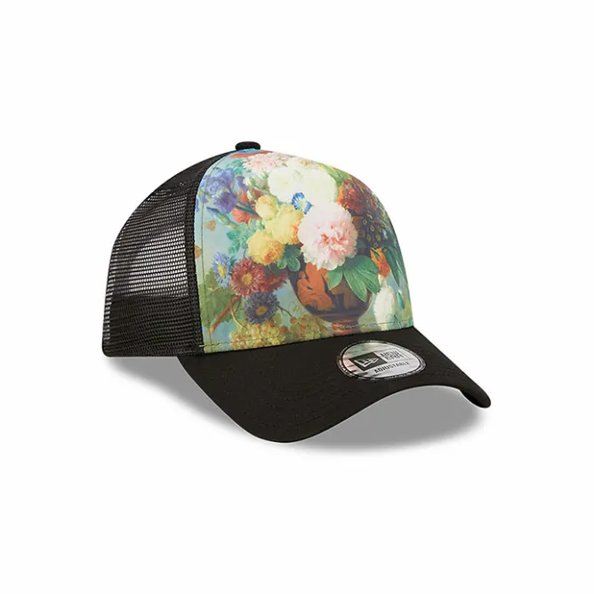 Boutiques de musées Casquette réglable A-Frame Trucker Vase de fleurs Noir - New Era x Louvre Discount
