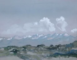 Boutiques de musées Chaîne de montagnes enneigées, le matin (affiches d'art encadrées) Sale