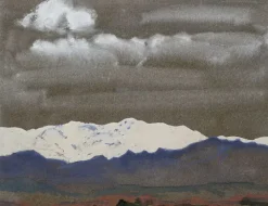 Boutiques de musées Chaîne de montagnes enneigées le soir (panneaux aluminium) Hot