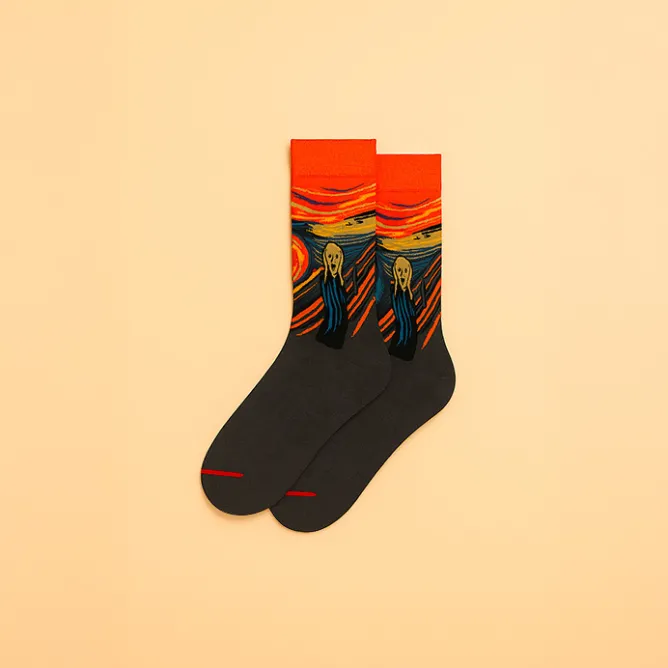Chaussettes<Boutiques de musées Chaussettes Edvard Munch - Le Cri - Orange