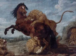 Panneaux Aluminium|Toiles Encadrées<Boutiques de musées Cheval attaqué par des lions (panneaux aluminium)