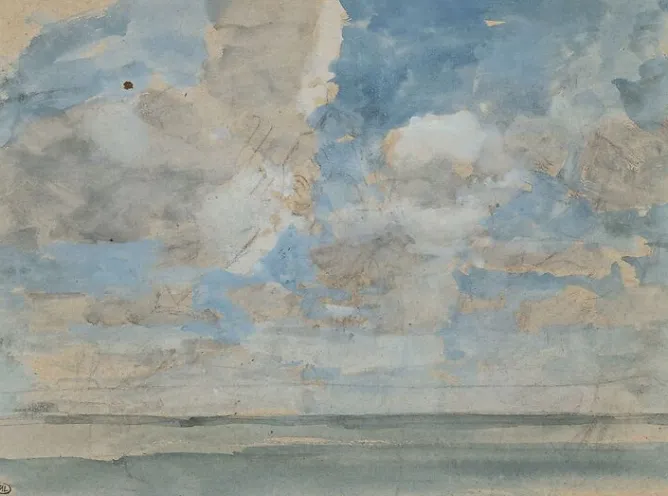Boutiques de musées Ciel nuageux au-dessus d'une mer calme (panneaux aluminium) New