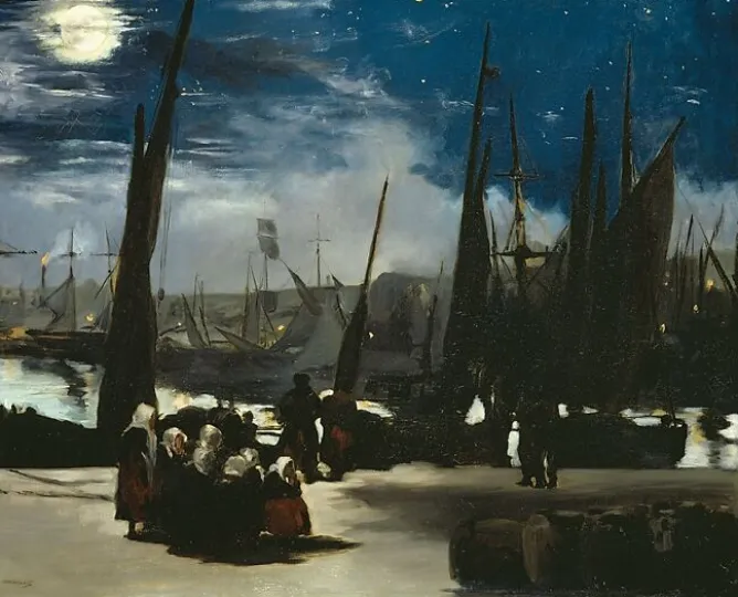 Affiches D'Art|Affiches D'Art Encadrées<Boutiques de musées Clair de lune sur le port de Boulogne (détail) (affiches d'art)