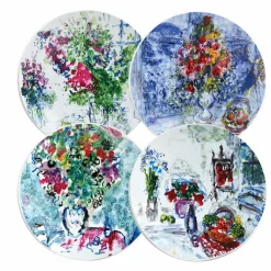 Boutiques de musées Coffret de 4 assiettes 21cm Marc Chagall - Les bouquets de fleurs - Bernardaud