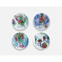 Boutiques de musées Coffret de 4 assiettes 21cm Marc Chagall - Les bouquets de fleurs - Bernardaud