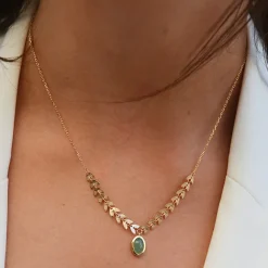 Boutiques de musées Collier Feuilles de laurier, plaqué or et aventurine Sale