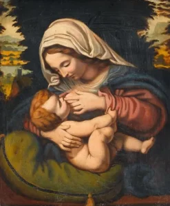 Panneaux Aluminium|Affiches D'Art Encadrées<Boutiques de musées Copie de La Vierge au coussin vert (panneaux aluminium)