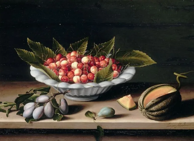 Boutiques de musées Coupe de cerises, prunes et melon (panneaux aluminium) Online
