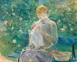Boutiques de musées Cousant dans le jardin [Pasie cousant dans le jardin de Bougival] (détail) (affiches d'art) New