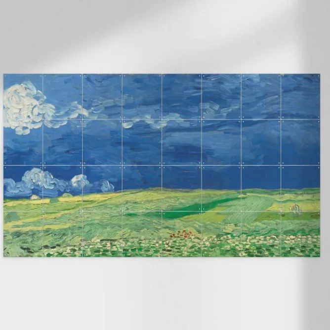 Art De La Maison<Boutiques de musées Décoration murale Vincent van Gogh - Champ de blé sous un ciel orageux - 160x80 cm