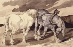 Toiles Sans Cadre<Boutiques de musées Deux chevaux de charrette dételés (toiles sans cadre)