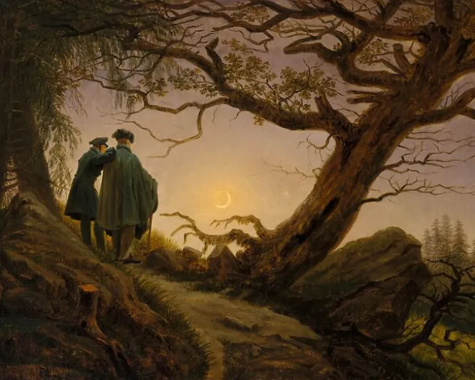 Panneaux Aluminium|Toiles Sur Châssis<Boutiques de musées Deux hommes contemplant la Lune (panneaux aluminium)