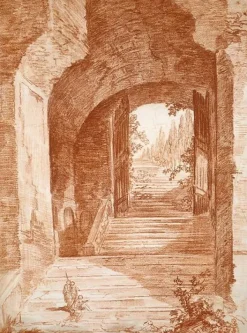 Panneaux Acryliques|Toiles Encadrées<Boutiques de musées Escalier franchissant une porte sous l'arc d'une construction antique (panneaux acryliques)