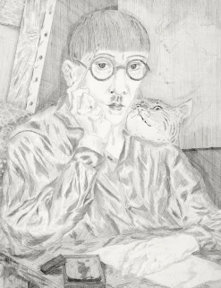 Boutiques de musées Estampe Autoportrait de l'artiste au chat - Foujita New