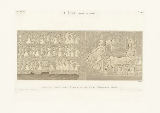 Boutiques de musées Estampe Bas-relief sculpté, péristyle du palais, Medinet-Abou Hot