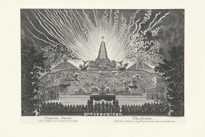 Personnages Et Évènements Historiques<Boutiques de musées Estampe Cinquième journée - Feu d'artifice sur le canal de Versailles - Jean Lepautre