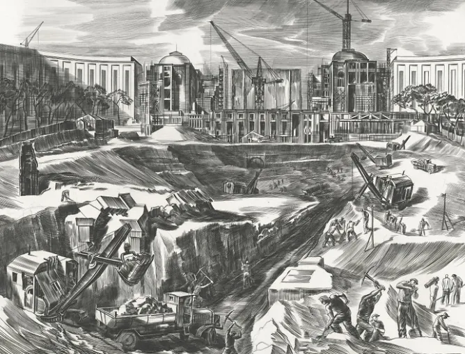 Boutiques de musées Estampe Construction du palais de Chaillot - Albert Decaris Best