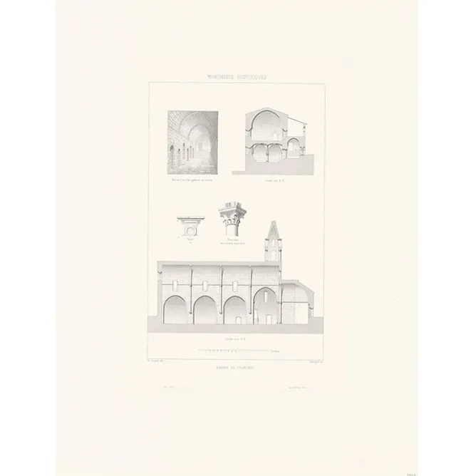 Boutiques de musées Estampe Coupes et Détails de l'Abbaye de Thoronet, Claude Sauvageot Clearance