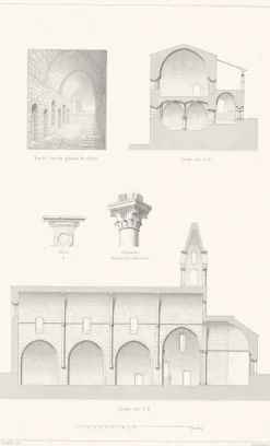 Boutiques de musées Estampe Coupes et Détails de l'Abbaye de Thoronet, Claude Sauvageot Clearance