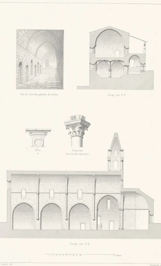 Boutiques de musées Estampe Coupes et Détails de l'Abbaye de Thoronet, Claude Sauvageot Clearance