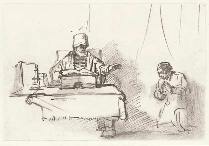 Dessins<Boutiques de musées Estampe Deux croquis - Rembrandt