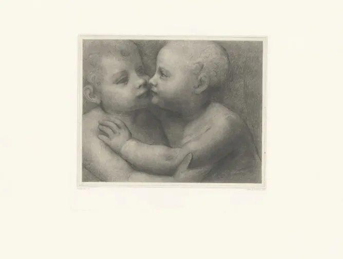Boutiques de musées Estampe Deux enfants qui s'embrassent - Léonard de Vinci Outlet